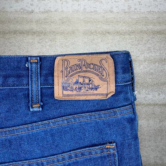 True Vintage Plain Pockets Jeans Bootcut Flared Fit Dark Wash Denim 70s - Picture 4 of 5